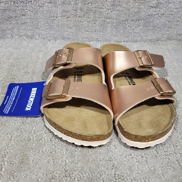 Birkenstock Arizona Girls Size EU 32 US L1 Rose Gold Pink Metallic Slide Sandals - Picture 2 of 12
